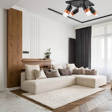 Lampa Sufitowa LED Spot Reflektor AURORA 4xE27 Ruchomy Czarny LM-4.151/A Lamkur