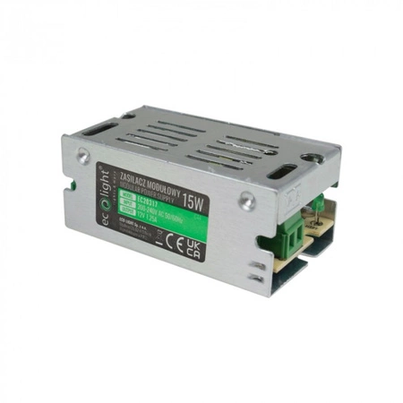 Zasilacz Modułowy do Taśm LED 15W 12V 1.25A IP20 SLIM Ecolight