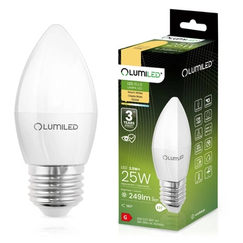 Żarówka LED E27 B35 2,5W = 25W 249lm 3000K Ciepła 180° LUMILED