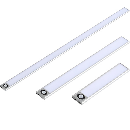 Lampka Podszafkowa LED Listwa Meblowa Samoprzylepna 2W 4500K 40cm z Czujnikiem Ruchu Srebrna