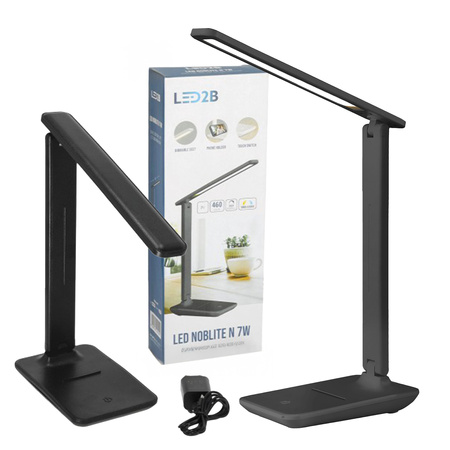 Lampka Biurkowa Stołowa LED 7W 460lm CCT 120° Czarna Noblite Kobi