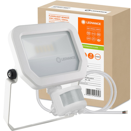 Naświetlacz LED Reflektor Zewnętrzny Lampa 10W 1200lm 4000K IP65 Biały Z Czujnikiem Ruchu i Zmierzchu Floodlight Ledvance