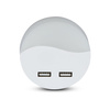 Lampka orientacyjna Lampka nocna LED 0.45W 3000K Z czujnikiem zmierzchu i portem USB Okrągła Biała Samsung Chip VT-84 V-TAC