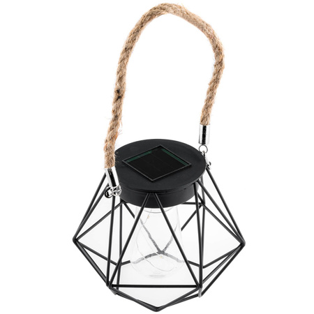 Lampa Solarna Wisząca LED Zewnętrzna Ogrodowa Latarenka 3000K IP44 Czujnik Zmierzchu