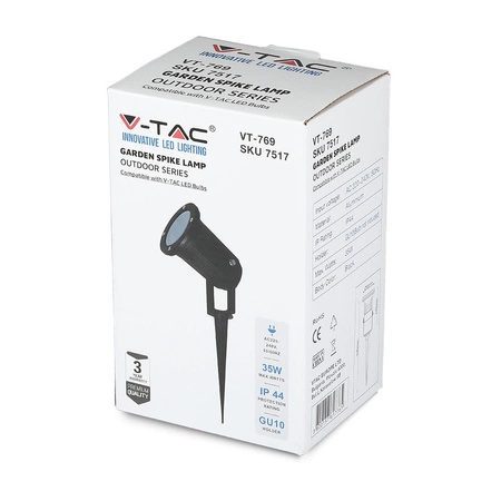 Lampa Ogrodowa Reflektor GU10 IP44 Regulowana Czarny VT-769 V-TAC