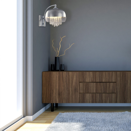Kinkiet Lampa ścienna LUNA 1x E14 IP20 Metal i szkło Milagro Kryształki Styl glamour