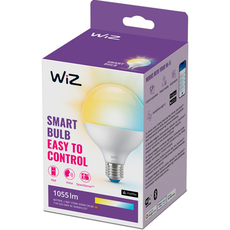 Żarówka LED E27 Kula G95 11W = 75W 1055lm 2700-6500K TW Inteligentna SMART WiFi Bluetooth Aplikacja WiZ