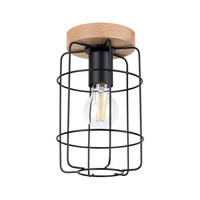 Lampa Sufitowa GOTTO E27 Czarna Drewniana Industrialna SOLLUX