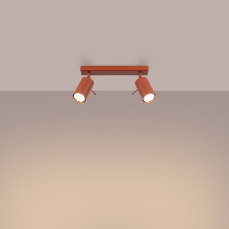 Lampa Sufitowa Reflektor Tuba Spot 2x GU10 Ochra Czerwona Ring Bittersweet Shimmer SL.1507 Sollux