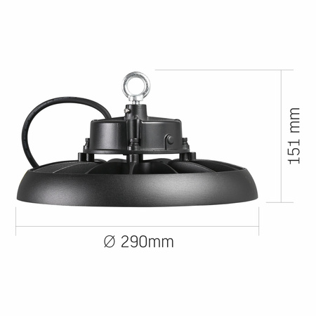 Lampa LED Oprawa Przemysłowa High Bay 150W 25000lm 5000K Neutralna 90° Czarna Wisząca IP65 Videx