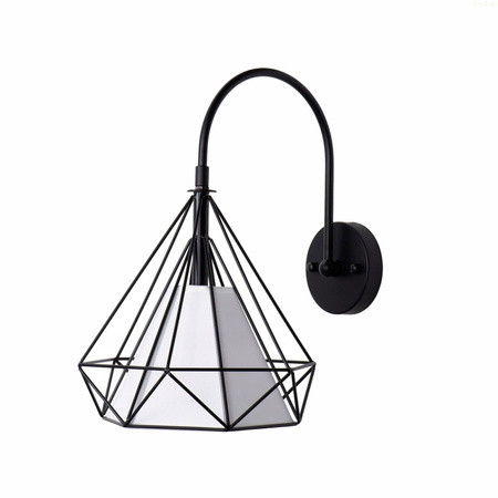 Lampa Ścienna Geometryczna Czarna Kinkiet LOFT DIAMENT 1xE27 Druciana