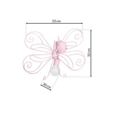 Lampa Ścienna Kinkiet MOTYL 2 Różowa 1xE27 Milagro