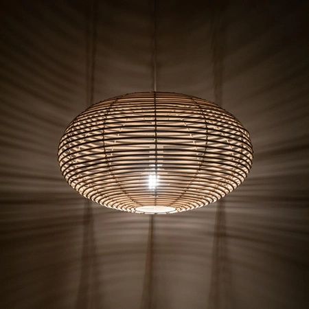 Lampa Sufitowa Wisząca E27 Biała Skandynawska RATTAN M 11154 Nowodvorski