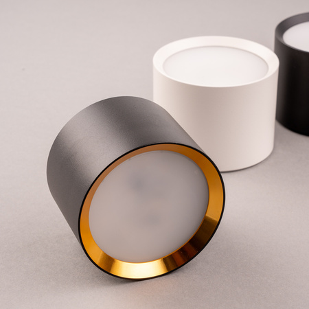 Oprawa HALOGENOWA Natynkowa SUNLA Tuba Gx53 LED Spot Kinkiet Sufitowa Walec Czarno - Złoty LUMILED