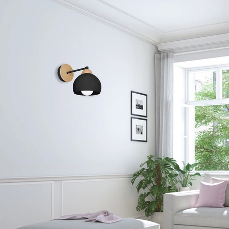 Kinkiet w stylu skandynawskim lampa ścienna MiLAGRO DAMA 1x E27 czarna Drewno + metal