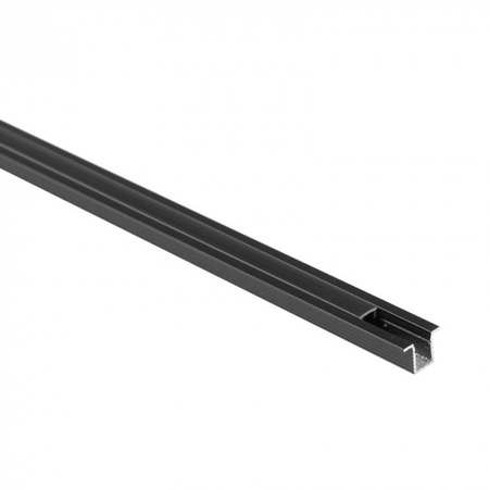 Profil Aluminiowy LED Wpuszczany Podtynkowy Czarny 2m z Kloszem Czarnym do Taśm LED + Zaślepki seria PW Ecolight