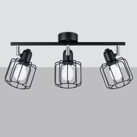 Lampa Sufitowa Wisząca 3x E14 Listwa Żyrandol Geometryczna Geometryczna Czarna Nowoczesna Beluci Sollux