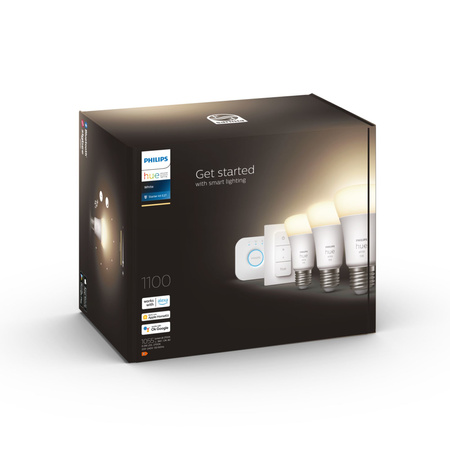 3x Żarówka LED E27 A60 9.5W = 75W 1055lm 2700K Biała Ciepła SMART Inteligentna Bluetooth ZigBee White + Mostek Bridge + Regulator PILOT Zestaw Startowy Philips HUE
