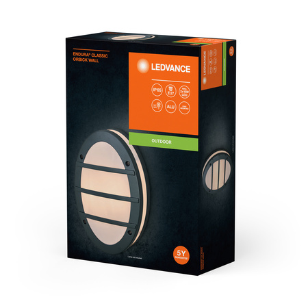 Lampa Ogrodowa Zewnętrzna Kinkiet Elewacyjny LED E27 IP65 IK06 Szary Endura Ledvance