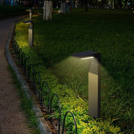 Lampa Solarna Ogrodowa LED Wbijana Stojąca Słupek 57cm 4000K IP64 z Czujnikiem Zmierzchu