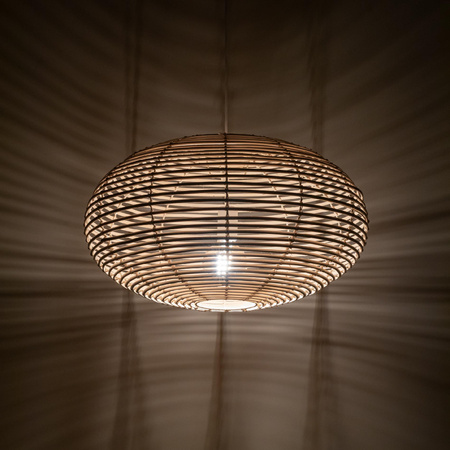 Lampa Sufitowa Wisząca E27 Biała Skandynawska RATTAN M 11154 Nowodvorski