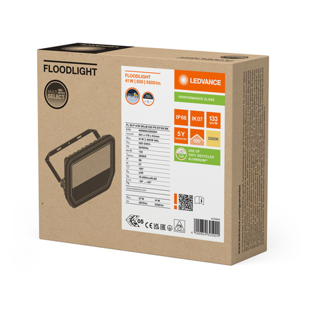 Naświetlacz LED Reflektor Zewnętrzny Lampa 41W 5500lm 3000K IP66 Czarny Floodlight Ledvance