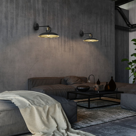 Lampa Ścienna Kinkiet FELIX Czarna Złota 1xE27 Milagro