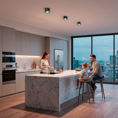 Oprawa Natynkowa HALOGENOWA Tuba Spot Ruchoma Okrągła Czarna 50mm + Wkład LED 7W 3000K AMAT-S LUMILED