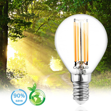 Żarówka LED E14 Kulka P45 7W = 60W 806lm 3000K Ciepła 360° FILAMENT LUMILED