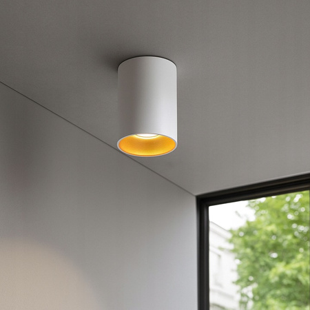 Oprawa Natynkowa Halogenowa Tuba Reflektor Spot GU10 Okrągła Biała Złota Gold Masterled