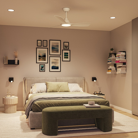 Wentylator Sufitowy 28W Lampa Sufitowa LED 24W 2650lm 3000/4300/6500K CCT Biała + Pilot Olas Philips