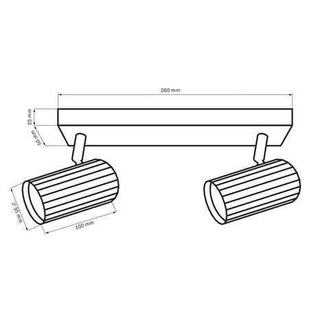 Oprawa Ścienno-Sufitowa Reflektor Punktowy 2x GU10 Czarna Złota NICEA Sanico Goldlux