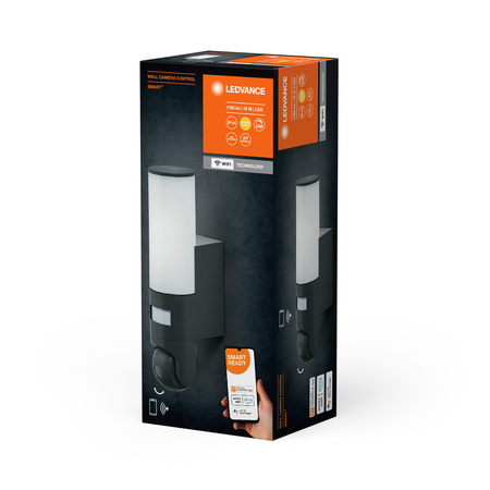 Inteligentna Lampa Zewnętrzna LED z Kamerą 16W 900lm 3000K Ciepła Czujnik Ruchu Światła Regulacja Głośnik Alarm Ściemnialna IP44 Szary SMART+ WiFi Camera Ledvance