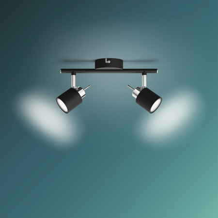 Lampa Sufitowa Reflektor Natynkowy 2x GU10 Czarna Meranti Philips