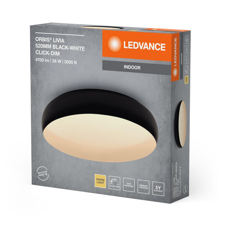 Plafon LED Lampa Oprawa Sufitowa Ściemnialna 36W 3000K Ciepła Czarno-Biała LEDVANCE