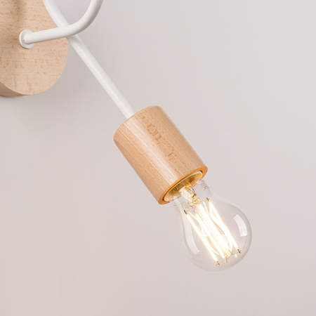 Lampa Ścienna Kinkiet 1x E27 Naturalne Drewno Biała Ember Peach Puff SL.1473 Sollux