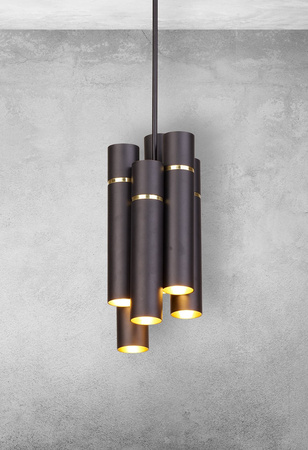 Lampa wisząca LYNX 12xE14 Minimalistyczna Forma Czarna Złota MZ5004 Milagro by Maciej Zień Mosiądz