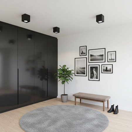 Oprawa Natynkowa HALOGENOWA Spot Tuba Ruchoma GU10 Kwadratowa Czarna 84mm AMAT-M LUMILED