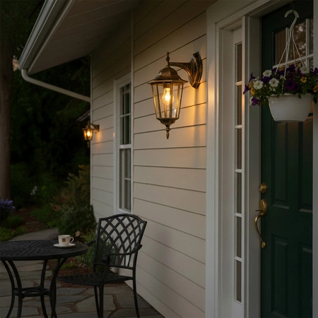 Kinkiet Ogrodowy Elewacyjny Zewnętrzny E27 LATARNIA do DOŁU Patyna BELLIS LUMILED