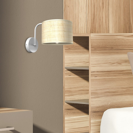 Lampa Ścienna Kinkiet MARSHALL Biała Rattanowa 1xE27 Milagro