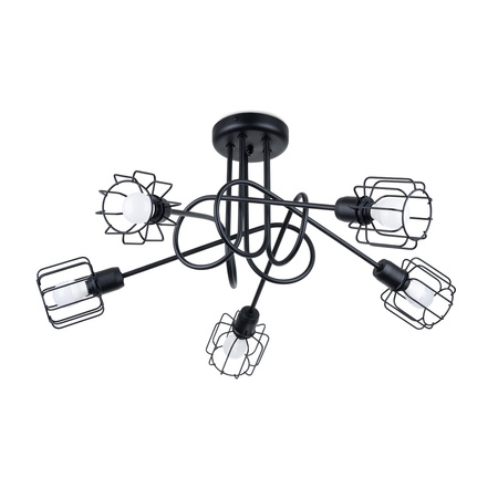 Lampa Sufitowa Wisząca 5x E14 Żyrandol Geometryczna Nieregularna Czarna Nowoczesna Beluci Sollux