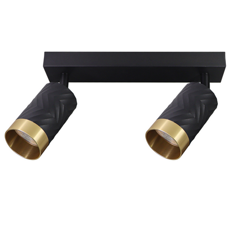 Oprawa Ścienno-Sufitowa Reflektor Punktowy 2x GU10 Czarna Złota ARRAS Sanico Goldlux