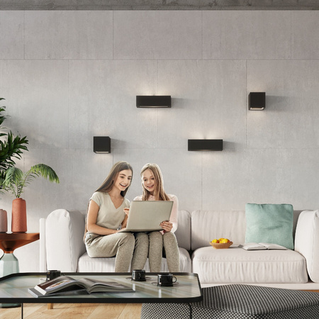 Lampa Ścienna Kinkiet E27 Prostokątna Czarna Nowoczesna Vega Sollux