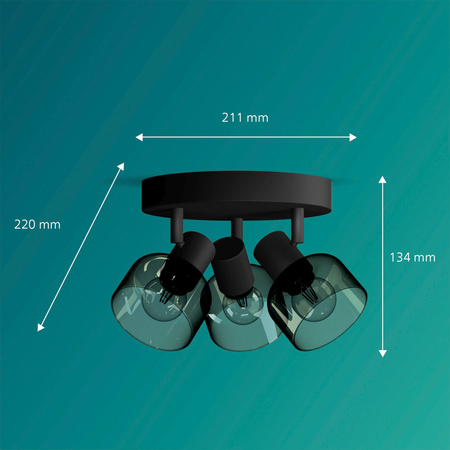 Lampa Sufitowa Reflektor Plafon 3x E14 LED Czarna Sleet Philips