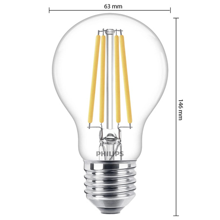 Żarówka LED E27 A60 10.5W = 100W 1521lm 2700K Ciepła Filament PHILIPS