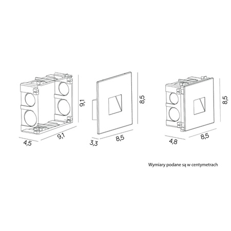 Lampa Elewacyjna Zewnętrzna LED Oprawa Schodowa Wpuszczana do Wbudowania 1W 4000K IP65 Su-Ma