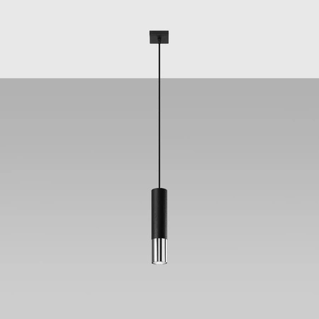 Lampa Sufitowa Oprawa Natynkowa SPOT TUBA GU10 Wisząca Zwis Tubularna Czarna Chrom Nowoczesna Loopez Sollux