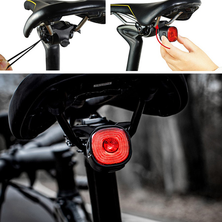 Lampka Latarka Rowerowa Tylna Czerwona SMART USB-C 6 Trybów IP66 MOCNA VAYOX