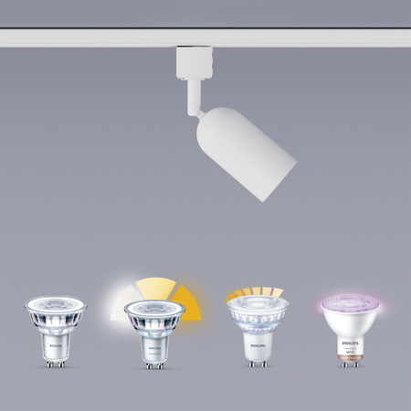 Zestaw Szynowy Lampa Sufitowa Szynoprzewód 1m + 3x Reflektor Szynowy LED GU10 Jednofazowy Biały EasyLink Shea Philips