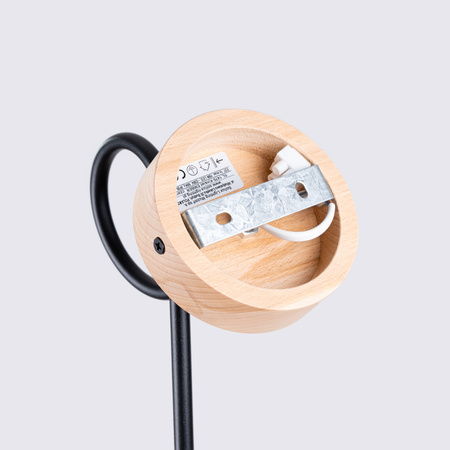 Lampa Ścienna Kinkiet 1x E27 Naturalne Drewno Czarna Ember Peach Puff SL.1476 Sollux